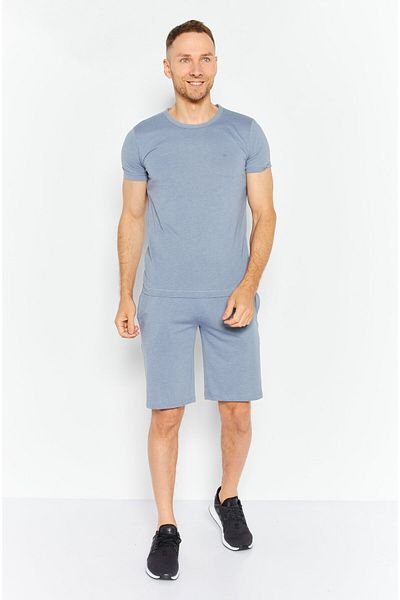 French Connection Men 2 Piece Plain T-shirt And Short Set, Light Blue
