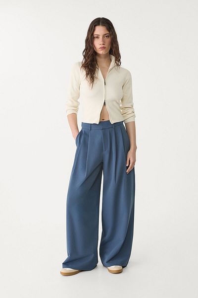Stradivarius Wide-leg smart trousers with buttons