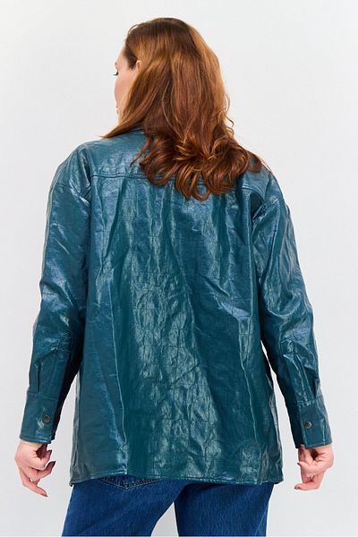4th & Reckless Women Spread Collar Long Sleeve Textured Shirt, Dark Turquoise