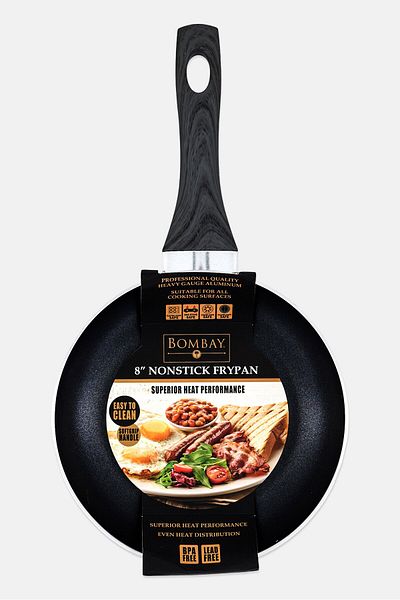 Bombay Aluminum Non Stick Frypan, Black