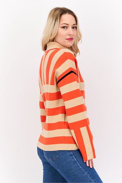 Esprit Women Turtle Neck Long Sleeves Stripe Sweater, Tan