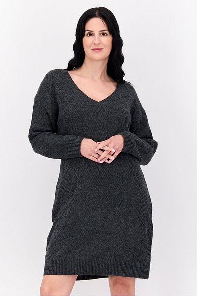Black Tape Women Plus Size Textured Casual Mini Dress, Charcoal