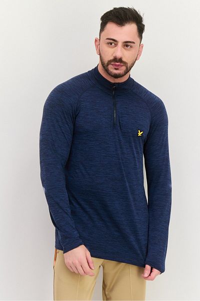 Lyle & Scott Men Funnel Neck Long Sleeves Brand Logo Sweatshirt, Navy