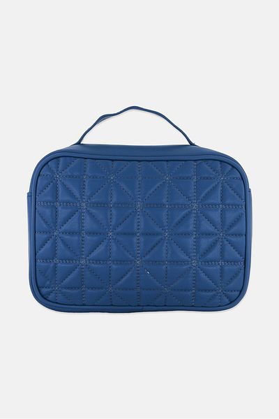 French Connection Women Quilted Toiletry Bag, Slate Blue