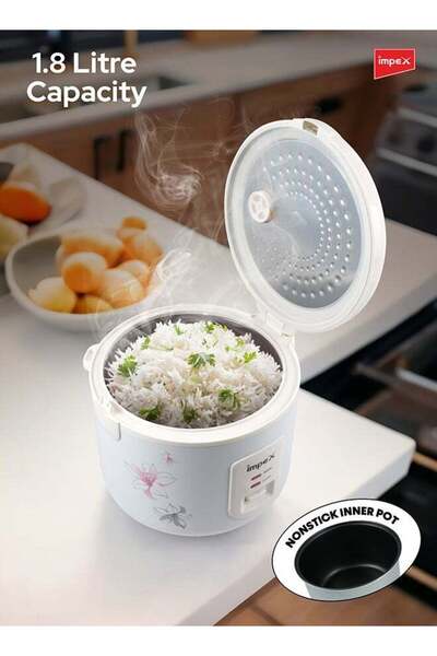 İMPEX Electric Rice Cooker Rc 2803 - 1.8l 700w Kitchen Cooking, White