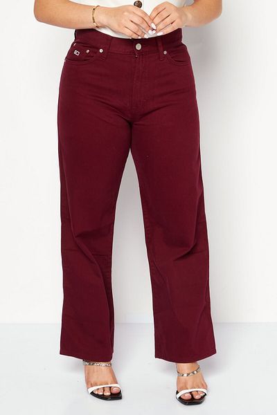 Tommy Jeans Women Regular Fit Washed Denim Jeans, Maroon