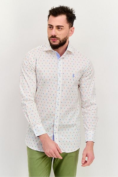 TailorByrd Men Regular Fit Allover Print Long Sleeves Casual Shirt, Multicolor