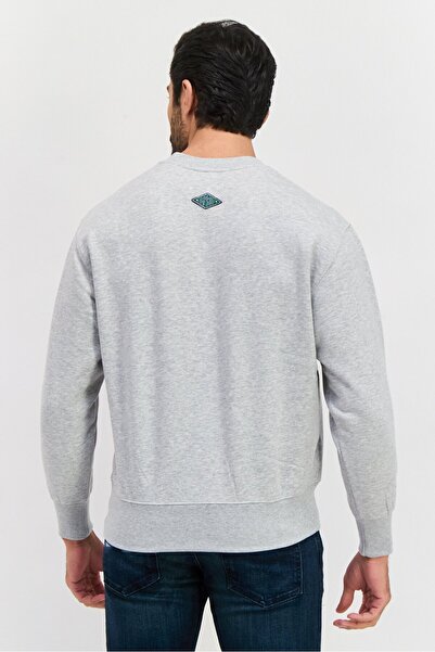 Esprit Men Crew Neck Long Sleeve Brand Logo Sweatshirt, Grey Combo