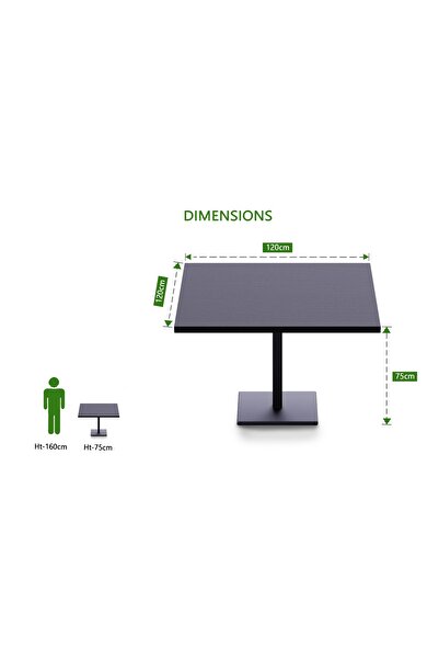 Mahmayi Ristoran Bar Table Square Base - 4 Seater Cocktail Bistro Table for Pub - Black