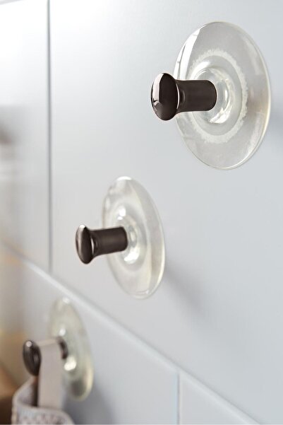 Tchibo 3 Pieces Suction Pad Hooks, Black