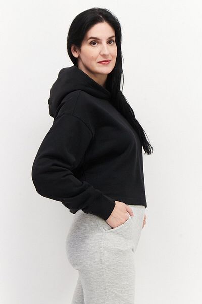 adidas Women Sportswear Fit Long Sleeve Outdoor Crop Sweatshirt, Black
