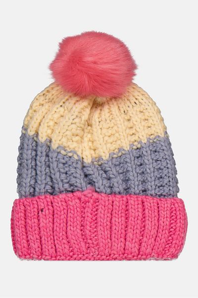 Royal Deluxe Women Rainbow Knit Hat With Pom Pom, Assorted