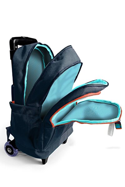 Coral High Kids Renkli Çizgili Üç Bölmeli Çekçekli Okul Sırt Çantası 23982