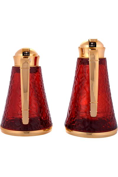 ALSAIF Coffee And Tea Vaccum Flask Set In Red/gold / Leak-proof And Keeps Drinks Hot 1.0/0.7 Liter