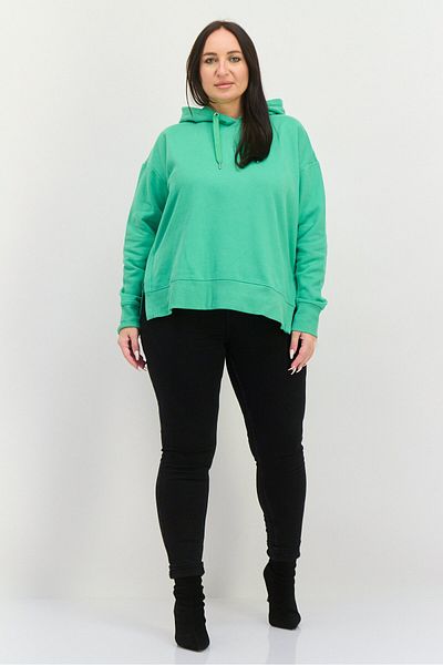 Esprit Women Hood With Drawstrings Solid Sweatshirt, Green