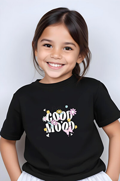 YA KO KİDS Tricou cu mânecă scurtă pentru fetiță cu imprimeu Good Mood