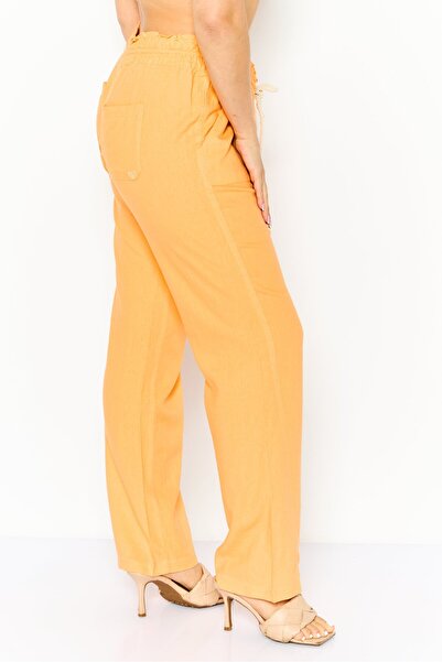 Roxy Women Slim Fit Wide Leg Plain Palazo Pants, Orange