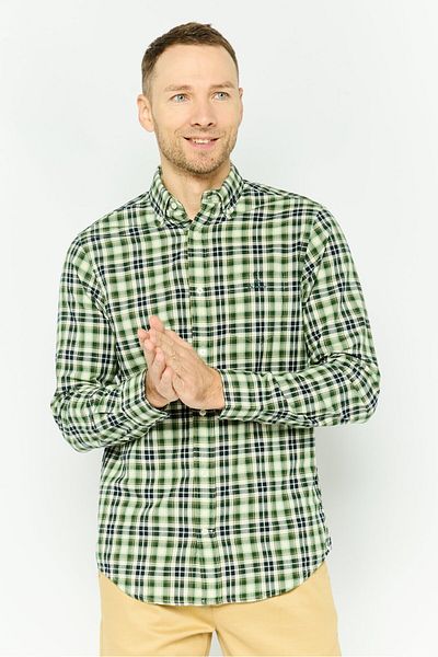 Gant Men Regular Fit Checkered Long Sleeves Casual Shirt, Green Combo