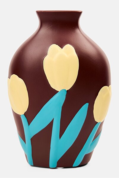 Muy Mucho Feeling Good At Home Flower Vase 18,5 H x 13 L x 6 W cm, Maroon Combo