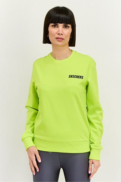 SKECHERS Women Sportswear Fit Long Sleeve Outdoor Sweatshirt, Lime Green