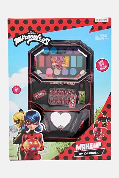 ZAG Heroez Miraculous 3 Decks Big Octagonal Cosmetic Toy Case, Red Combo