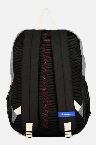 Champion Men Brand Logo Backpack 42 H x 30 L x 10 W cm With Lunch Bag, Grey