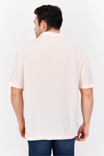 WRANGLER Men Regular Fit Embroidered Short Sleeve Casual Shirts, Light Pink Combo