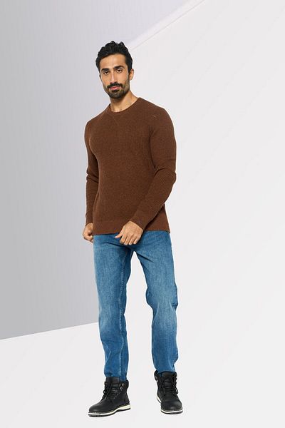 Michael Kors Men Crew Neck Knitted Long Sleeves Sweatshirt, Brown