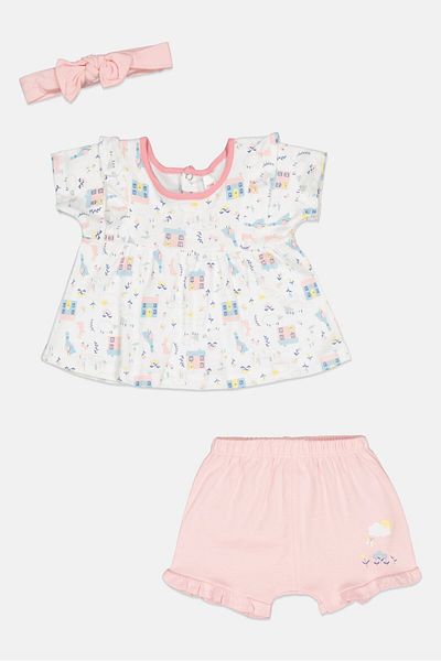 Lily & Jack Toddler Girl 3 Pieces All Over Printed Dress Set, White