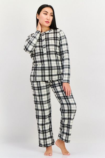 Jones of New York Women 2 Piece Checkered Top And Bottom Pajama, Multicolor