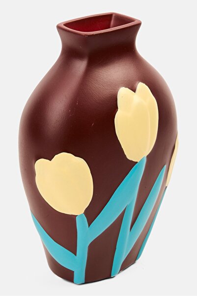 Muy Mucho Feeling Good At Home Flower Vase 18,5 H x 13 L x 6 W cm, Maroon Combo