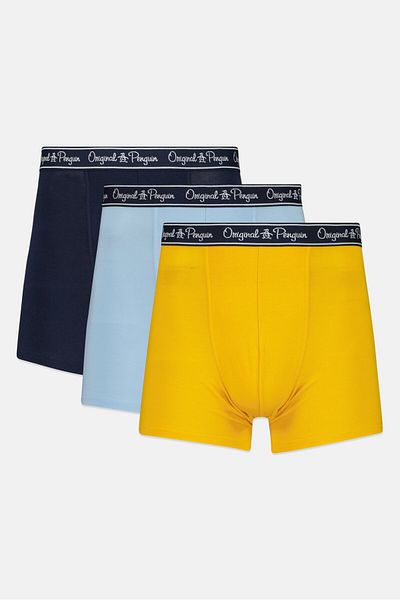 Original Penguin Men 3 Pieces Plain Boxer Briefs, Navy
