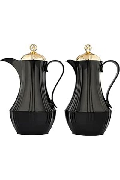 ALSAIF 2 Pieces Coffee And Tea Vacuum Flask Set Size: 1.0/1.0 L Color: Black/gold