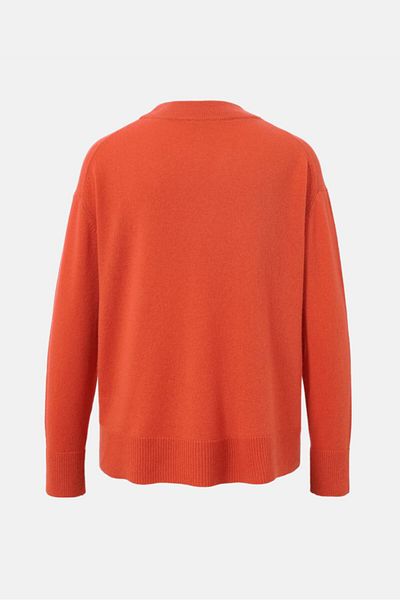 Tchibo Women Crew Neck Cable Knit Long Sleeve Sweater, Orange