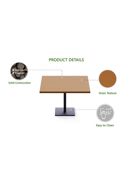 Mahmayi Ristoran Bar Table Square Base - 8 Seater Cocktail Bistro Table for Pub - Light Walnut