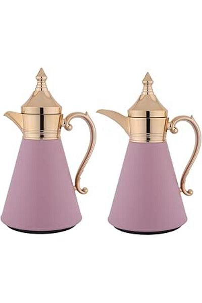 ALSAIF Coffee And Tea Vaccum Flask Set In Matt Pink/gold / Leak-proof And Keeps Drinks Hot 0.7/0.7 Liter