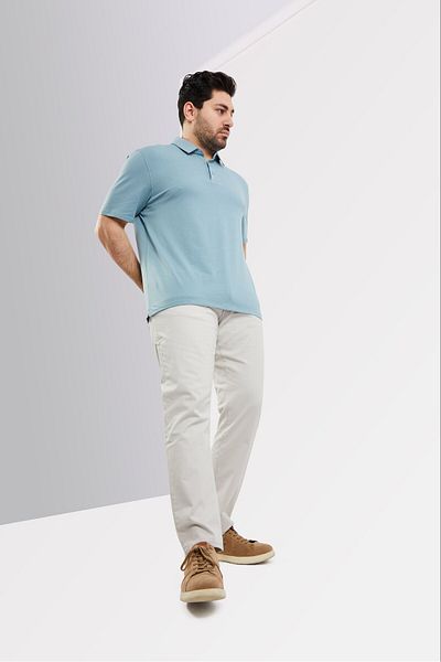 Kenneth Cole Men Regular Fit Short Sleeve Plain Polo Shirt, Faded Blue