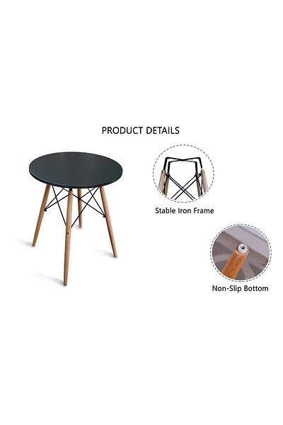 Mahmayi TJ HYT08 60DIA 60cm Round Pantry Table with Quad wooden Leg base - Black