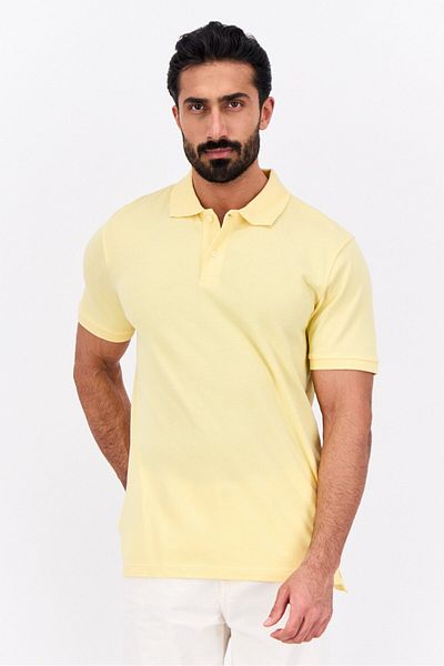GAP Men Regular Fit Plain Short Sleeves Polo, Yellow
