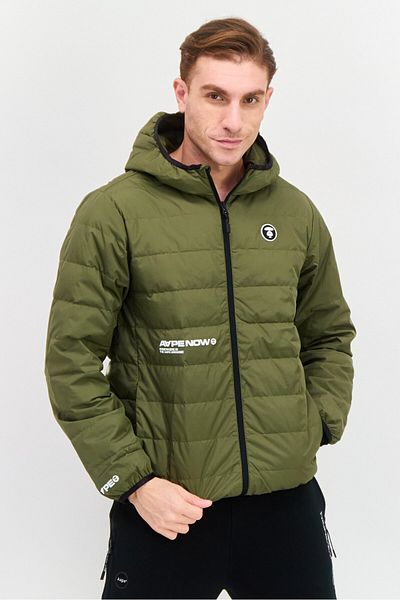 Aape By A Bathing Ape Men Brand Logo Puffer Jacket, Olive