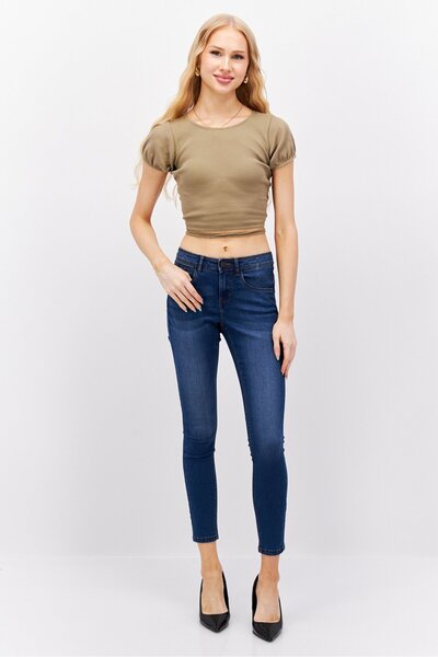 Noisy May Women Slim Fit Washed Stretchable Slim Leg Jeans, Med Blue