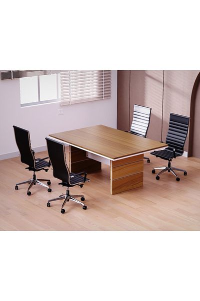 Mahmayi Zelda Conference Table | Office Conference cum Meeting Table, Natural Dijon Walnut_180cm