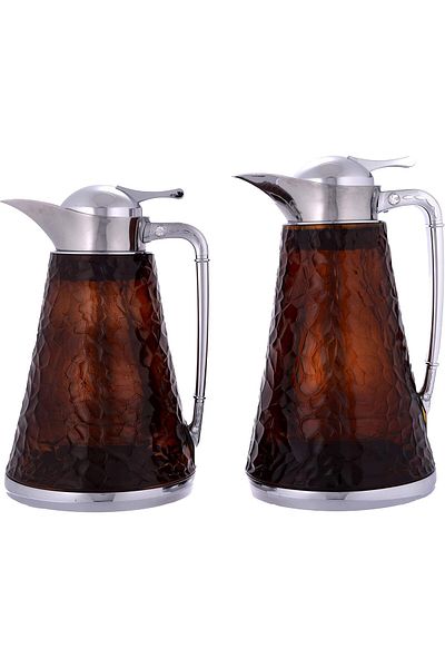 ALSAIF Coffee And Tea Vaccum Flask Set In Burgundy/chrome / Leak-proof And Keeps Drinks Hot 1.0/0.7 Liter