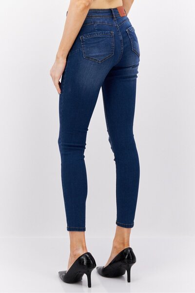Noisy May Women Slim Fit Washed Stretchable Slim Leg Jeans, Med Blue