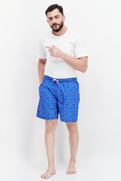 TailorByrd Men Allover Print Board Shorts Swimwear, Blue Combo