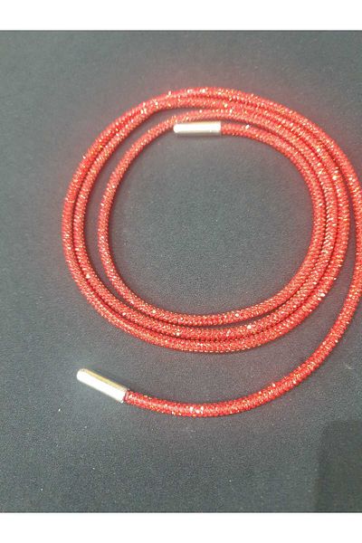 ESRA ŞELEM Red Color Crystallized Rhinestone Tracksuit and Sweatshirt Hood Rope Rhinestone Rope Ribbon Cord Laces