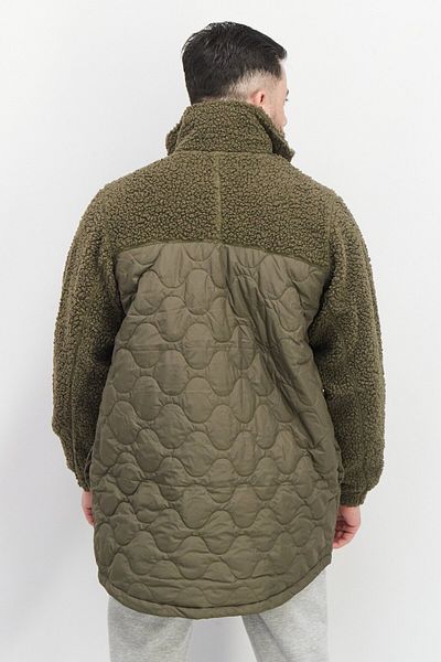 Reebok Men Sportswear Fit Long Sleeve Textures Bomber Jackets, Olive Combo