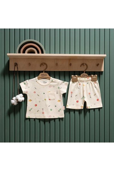 Tiffany Space Theme Baby Shorts Set - Ecru 44104