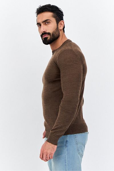 Sorbino Men Crew Neck Long Sleeves Textured Sweater, Brown