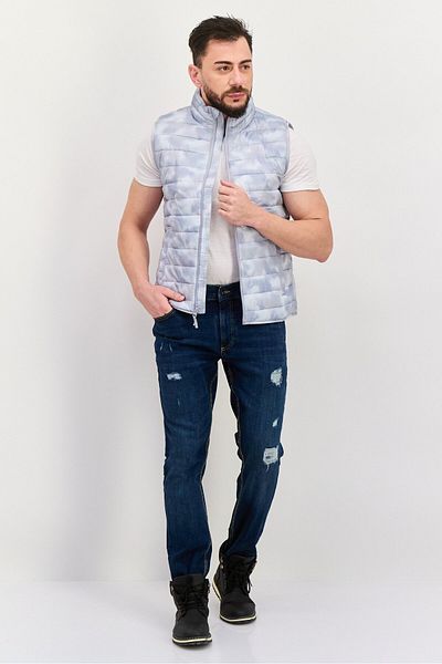 GAP Men Quilted Sleeveless Jacket Vest, Grey